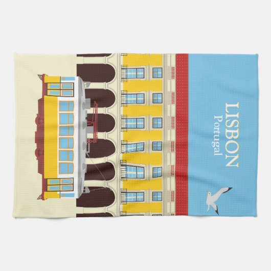 Gele  lifttram theedoek (Horizontaal)