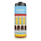 Gele  lifttram thermosbeker (Voorkant)