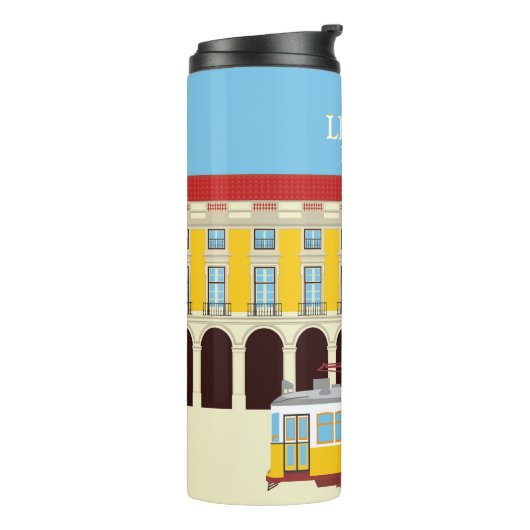 Gele  lifttram thermosbeker (Gedraaid links)