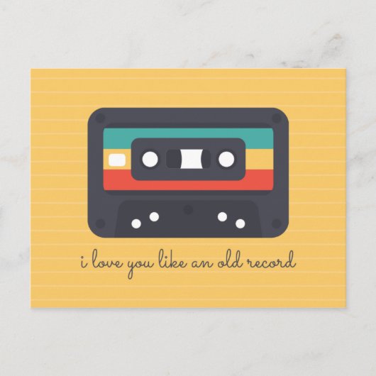 Gele Lijnen Cassette Liefde Briefkaart (Voorkant)