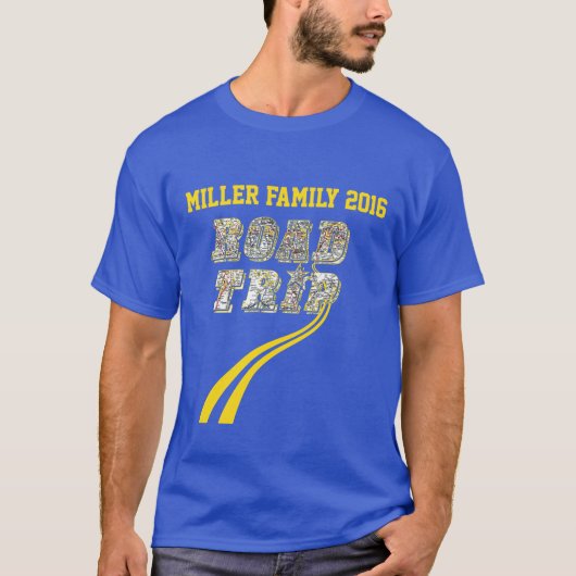Gele lijnen op de weg met speciale wegenkaart t-shirt (Voorkant)