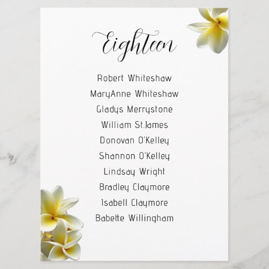 Gele lijst met het nummer van de weduwenlijst met  programmakaart (Voorkant)