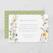 Gele Lila Wildbloem Wreath Weddenschap Details Informatiekaartje (Voorkant / Achterkant)