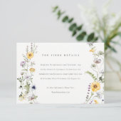 Gele Lila Wildbloem Wreath Weddenschap Details Informatiekaartje (Staand voorkant)