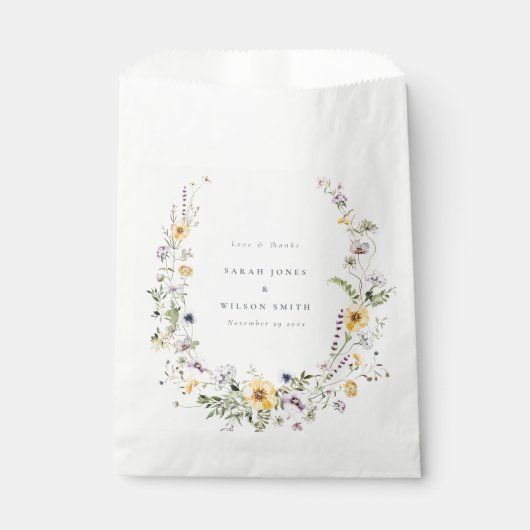 Gele Lila Wildbloem Wreath Weddenschap Hartelijk d Bedankzakje (Voorkant)