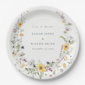 Gele Lila Wildbloem Wreath Weddenschap Hartelijk d Papieren Bordje (Voorkant)