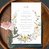 Gele Lila wilde bloem Wreath Vow Renewal Invite Bedankkaart