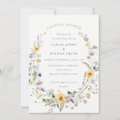 Gele Lila Wilde Bloemstellen Shower Invite Bedankkaart (Voorkant)