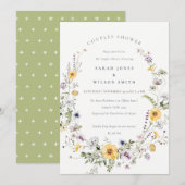 Gele Lila Wilde Bloemstellen Shower Invite Bedankkaart (Voorkant / Achterkant)