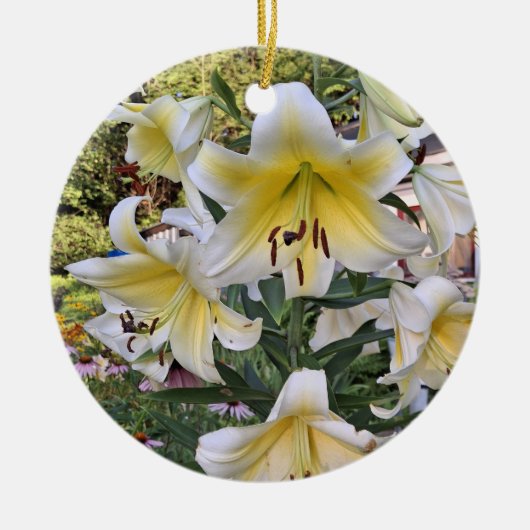 Gele Lilly Glas Keramisch Ornament (Voorkant)
