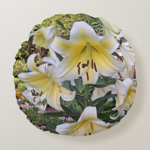 Gele Lilly Glas Rond Kussen