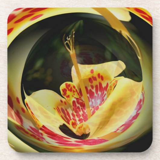 Gele Lily Abstract Floral Art Cork Coast Drankjes Onderzetter (Voorkant)