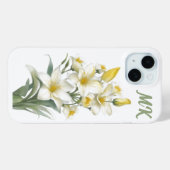 Gele Lily Bloemen Monogram Telefoon Case (Achterkant (horizontaal))