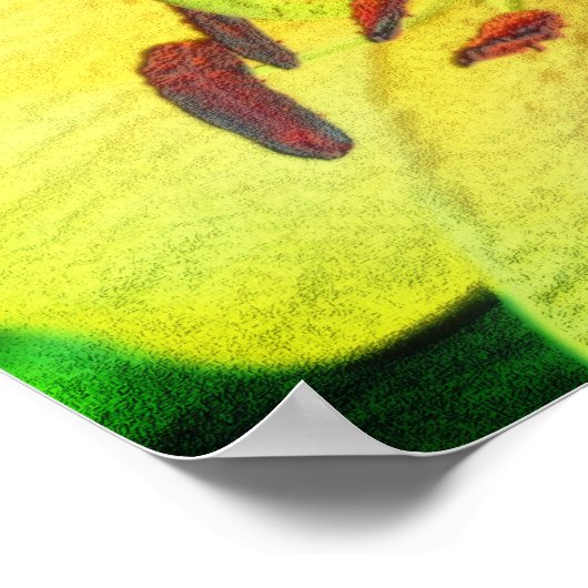 Gele Lily Potlood Bloem Kunst Poster (Hoek)