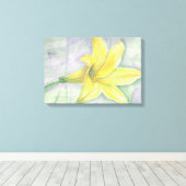 Gele Lily Schilderen in acryl Canvas Afdruk (Insitu (Houten vloer))