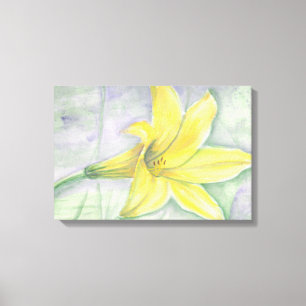 Gele Lily Schilderen in acryl Canvas Afdruk