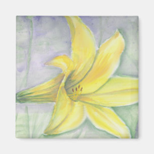 Gele Lily Schilderen in acryl Magneet