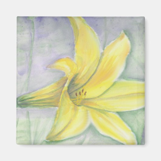 Gele Lily Schilderen in acryl Magneet (Voorkant)