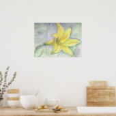Gele Lily Schilderen in acryl Poster (Keuken)