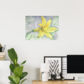 Gele Lily Schilderen in acryl Poster (Thuiskantoor)