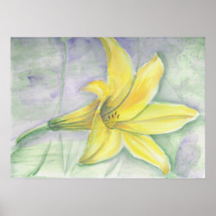 Gele Lily Schilderen in acryl Poster