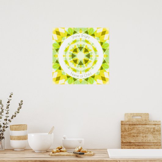 Gele lime groene glans heldere ster kinderkamer de poster (Keuken)