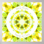 Gele lime groene glans heldere ster kinderkamer de poster (Voorkant)