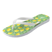 Gele limoen citrus patroonnaam groen teenslippers (Schuin)