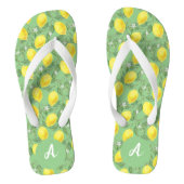 Gele limoen citrus patroonnaam groen teenslippers (Voetbed)