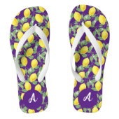 Gele limoen citrus patroonnaam paarse teenslippers (Voetbed)