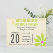 Gele Limoen Moderne Daisy Typografie Huwelijk Kaart (Staand voorkant)