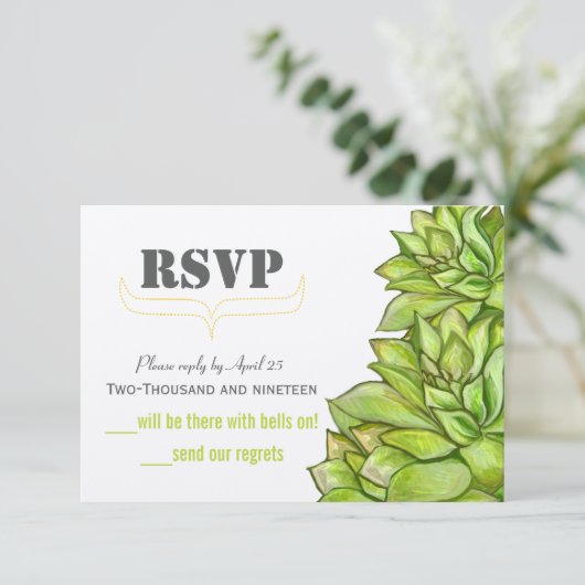 Gele Limoen Succulent Modern Typography Wedding (Staand voorkant)