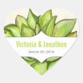 Gele Limoen Succulent Modern Typography Wedding Hart Sticker (Voorkant)