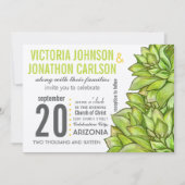 Gele Limoen Succulent Modern Typography Wedding Kaart (Voorkant)