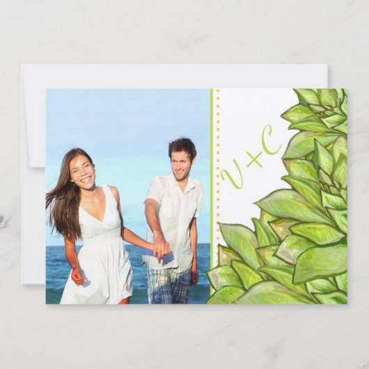 Gele Limoen Succulent Modern Typography Wedding Kaart (Achterkant)