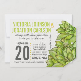Gele Limoen Succulent Modern Typography Wedding Kaart