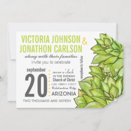 Gele Limoen Succulent Modern Typography Wedding Kaart