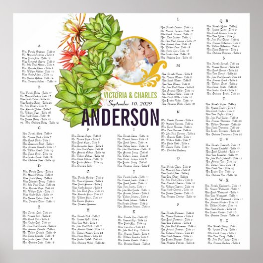 Gele Limoen Succulent Modern Typography Wedding Poster (Voorkant)