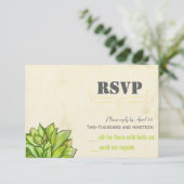 Gele Limoen Succulent Modern Typography Wedding RSVP Kaartje (Staand voorkant)