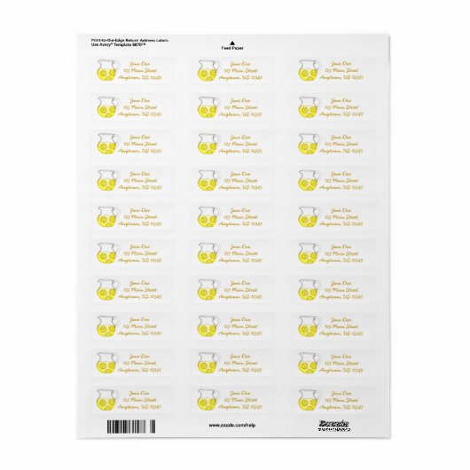 Gele limonade laemon Ade Pitcher-labels Etiket (Full Sheet)