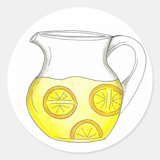 Gele limonade limonade Drink in pap Ronde Sticker (Voorkant)