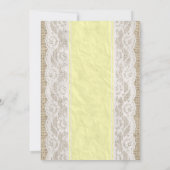 Gele Linen Burlap Lace Bridal Shower Invitations Kaart (Achterkant)