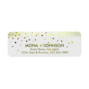 Gele linen Glitter Sparkle Confetti Stippen Modern Etiket