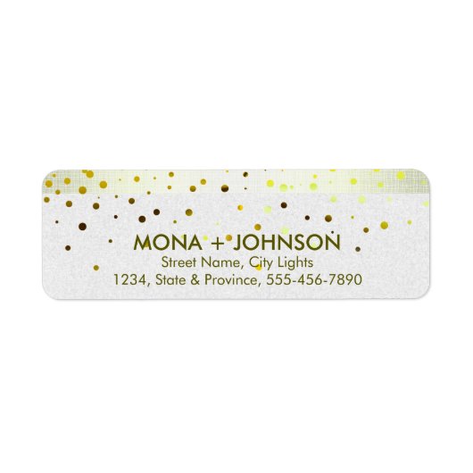 Gele linen Glitter Sparkle Confetti Stippen Modern Etiket (Voorkant)