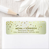 Gele linen Glitter Sparkle Confetti Stippen Modern Etiket (Insitu)