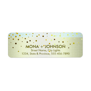 Gele linen Glitter Sparkle Confetti Stippen Modern Etiket