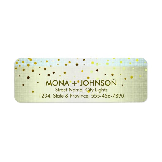 Gele linen Glitter Sparkle Confetti Stippen Modern Etiket (Voorkant)