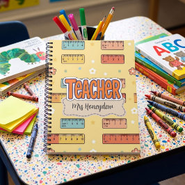 Gele Liniaal Leraar School Patroon Notitieboek
