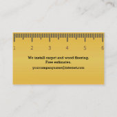 Gele liniaal voor tapijtzaken visitekaartje (Achterkant)