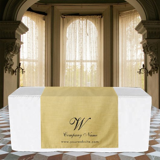 Gele linnen bedrijf tafel runner banner script wandkleed